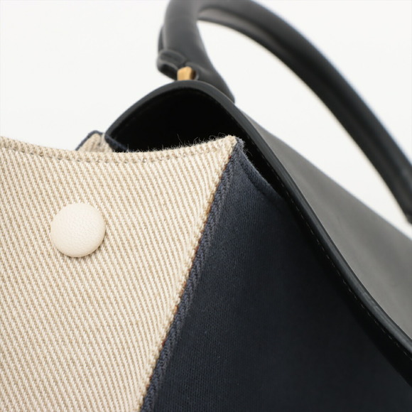 CELINE Trapeze Leather x Canvas Shoulder Bag Tote Handbag - Picture 13 of 14